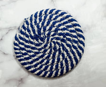 Load image into Gallery viewer, Blue Cotton Braided Coasters Set/4