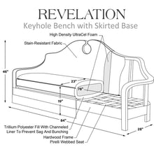 Load image into Gallery viewer, 84” Keyhole Skirted Bench Collection