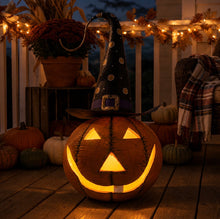 Load image into Gallery viewer, Spooktacular Metal Jack-O-Lantern Pumpkin