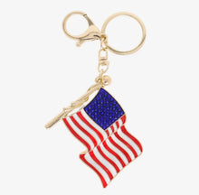 Load image into Gallery viewer, Rhinestone Pave Flag Keychain Collection
