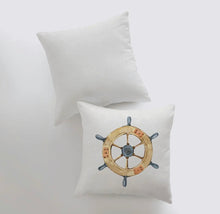 Load image into Gallery viewer, Ship Wheel Accent Pillow- 8” x 8”