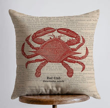 Load image into Gallery viewer, Red Crab Accent Pillow- 10” x 10”
