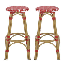 Load image into Gallery viewer, Red French Backless Barstool- S/2