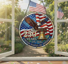 Load image into Gallery viewer, USA 250th Anniversary Stained Glass Suncatcher 6"