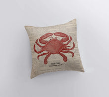 Load image into Gallery viewer, Red Crab Accent Pillow- 10” x 10”