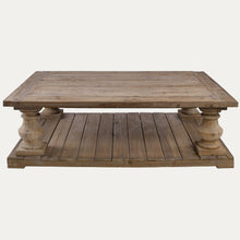 Load image into Gallery viewer, Wooden coffee table with a rustic design on a white background