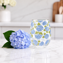 Load image into Gallery viewer, Hydrangea Stemless Wine Glass