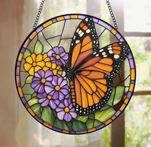 Load image into Gallery viewer, Monarch Butterfly Stained Glass Suncatcher 6"