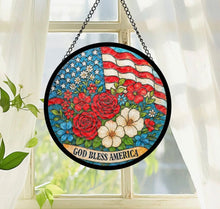 Load image into Gallery viewer, God Bless America Stained Glass Suncatcher 7.8"
