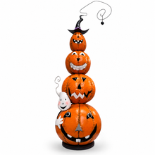 Load image into Gallery viewer, Metal Jack-O-Lantern Pumpkin Stack