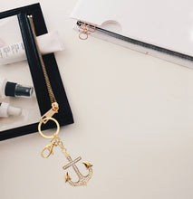 Load image into Gallery viewer, Gold Sparkling Rhinestone Anchor Keychain/Charm