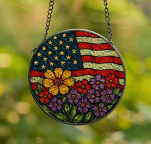 Load image into Gallery viewer, Independence Day Stained Glass Suncatcher 4"