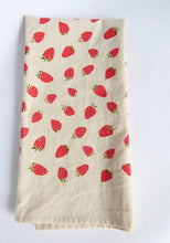 Load image into Gallery viewer, Strawberry Hand Printed Kitchen Dish Towel