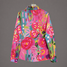 Load image into Gallery viewer, Flower Print Button Up Blouse- M