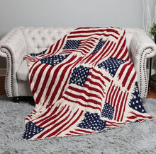 Load image into Gallery viewer, Patterned American Flag Throw Blanket