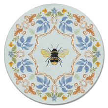 Load image into Gallery viewer, Floral Bee Glass Cutting Board 16"