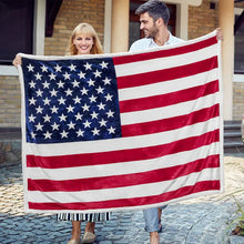 Load image into Gallery viewer, Us Flag Sherpa Throw Blanket