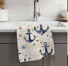 Load image into Gallery viewer, Christmas Nautical Kitchen Waffle Towel