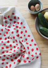Load image into Gallery viewer, Strawberry Hand Printed Kitchen Dish Towel