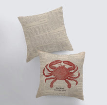 Load image into Gallery viewer, Red Crab Accent Pillow- 10” x 10”
