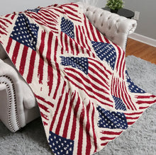 Load image into Gallery viewer, Patterned American Flag Throw Blanket
