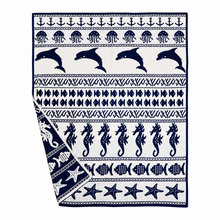 Load image into Gallery viewer, Navy Cozy Ocean Themed Blanket