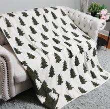 Load image into Gallery viewer, Cozy Christmas Trees Sherpa Throw Blanket