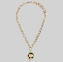 Load image into Gallery viewer, Turquoise & Black Medallion Pendant Necklace