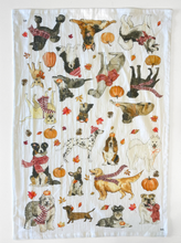 Load image into Gallery viewer, Cozy Fall Dogs Kitchen Towel