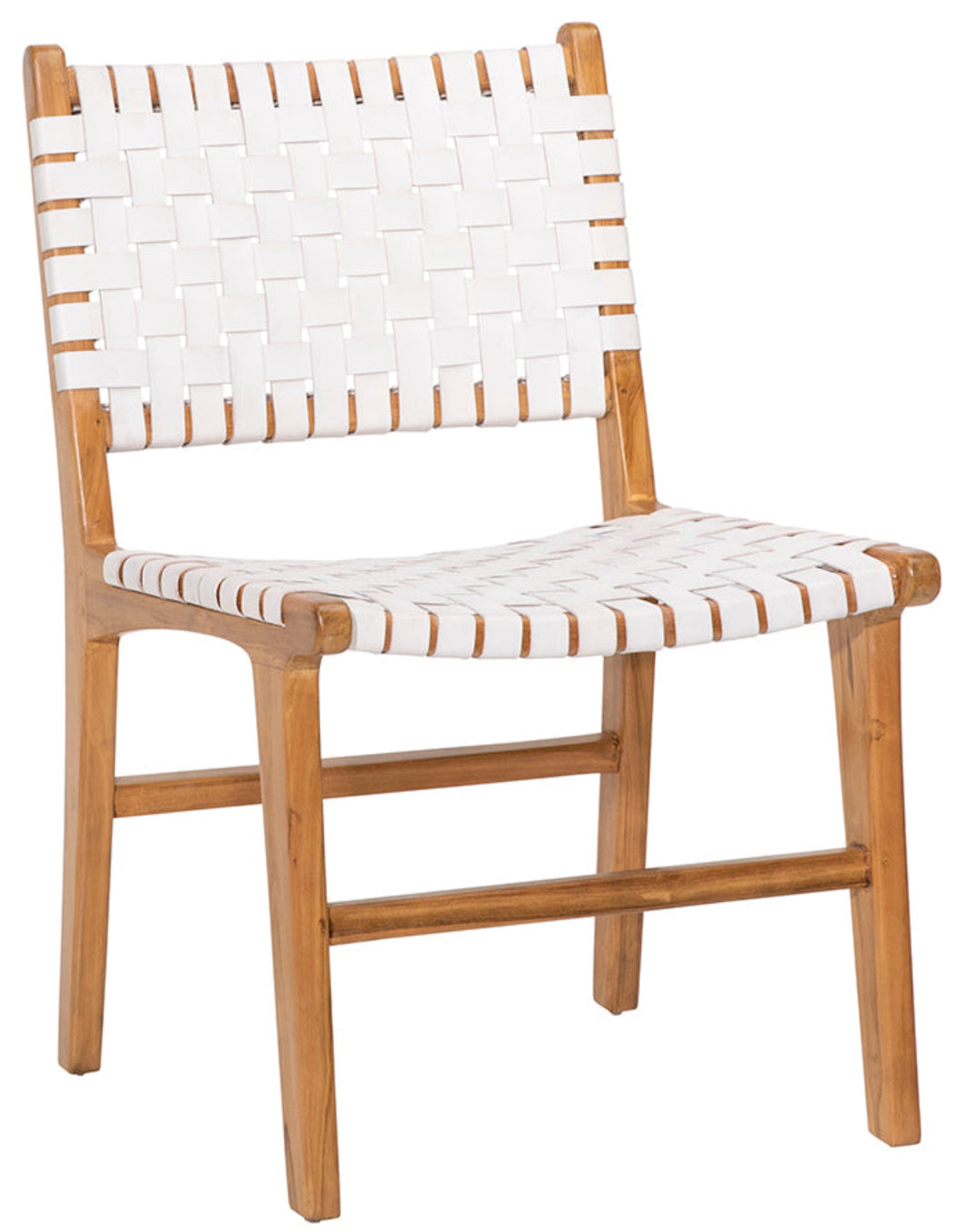White Woven Leather Dining Chair