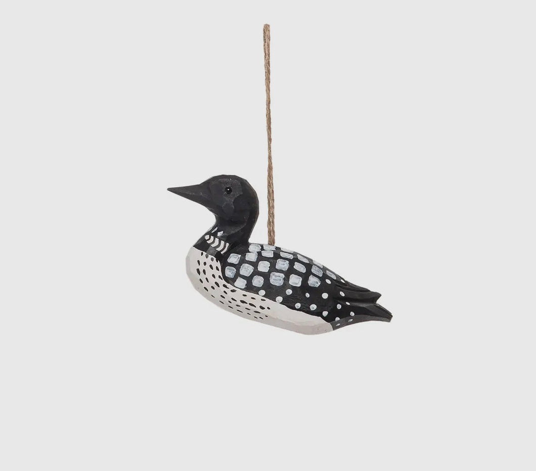Loon Carved Wood Ornament