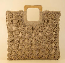Load image into Gallery viewer, Square Straw Braided Tote Bag
