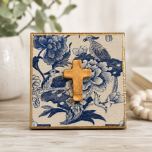 Load image into Gallery viewer, Gold Gilded Chinoiserie Cross Canvas Art
