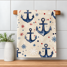 Load image into Gallery viewer, Christmas Nautical Waffle Dish Towel
