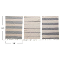 Load image into Gallery viewer, Stripes &amp; Tassels Cotton Kitchen Towel- S/3
