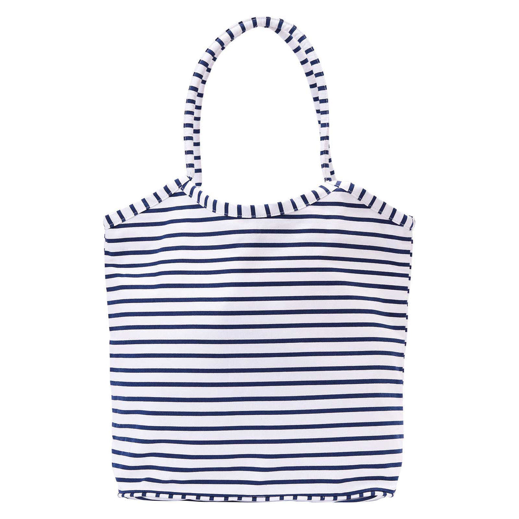 Bateau Striped Navy Bucket Tote Bag