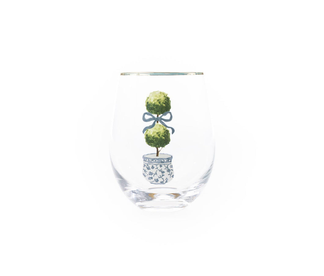 Topiary Stemless Wine Glass