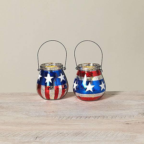 Americana Flag Mercury Glass Luminarie