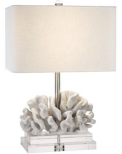 Load image into Gallery viewer, Nautical Coral Lamp W/ Antique Silver Foil Shade
