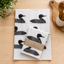 Load image into Gallery viewer, Handprinted Loon Kitchen Towel
