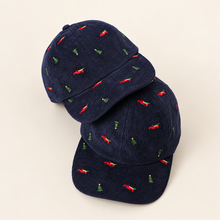 Load image into Gallery viewer, Navy Christmas Tree Embroidered Corduroy Baseball Hat
