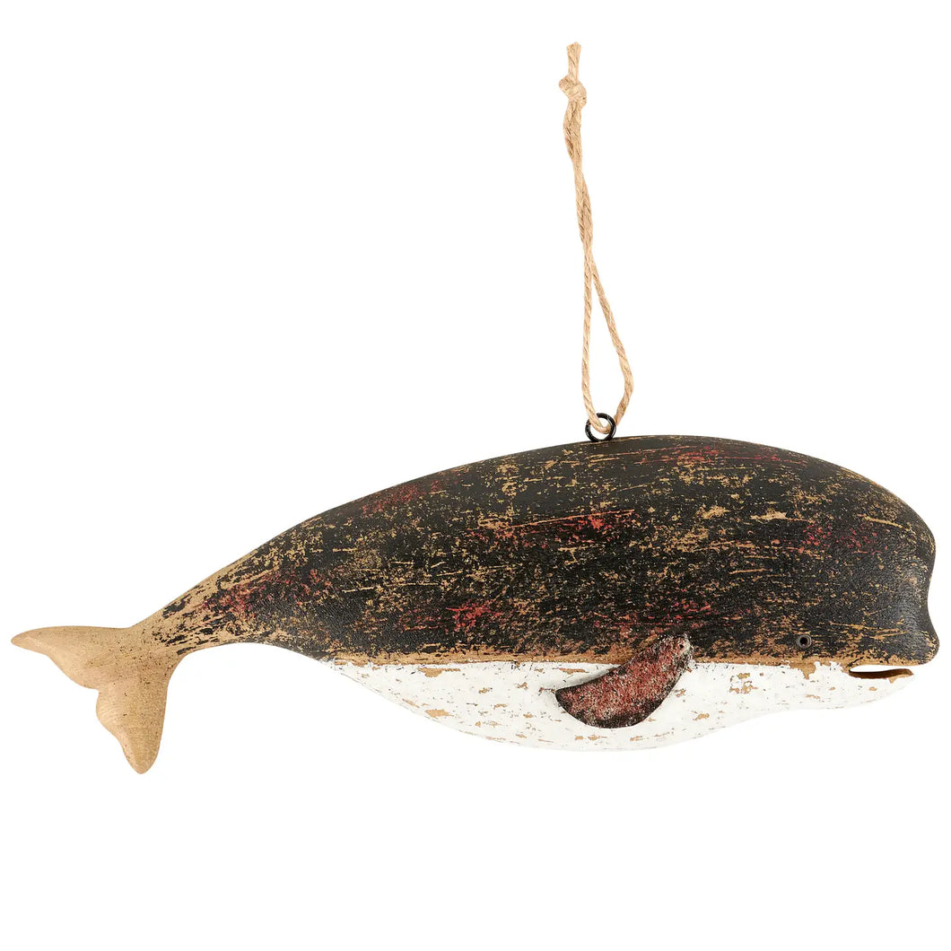 Natural Wood Whale Ornament