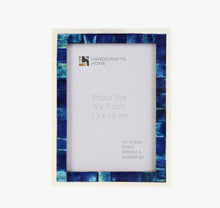 Load image into Gallery viewer, Blue &amp; White Bone Inlay Picture Frame
