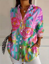 Load image into Gallery viewer, Flower Print Button Up Shirt- M
