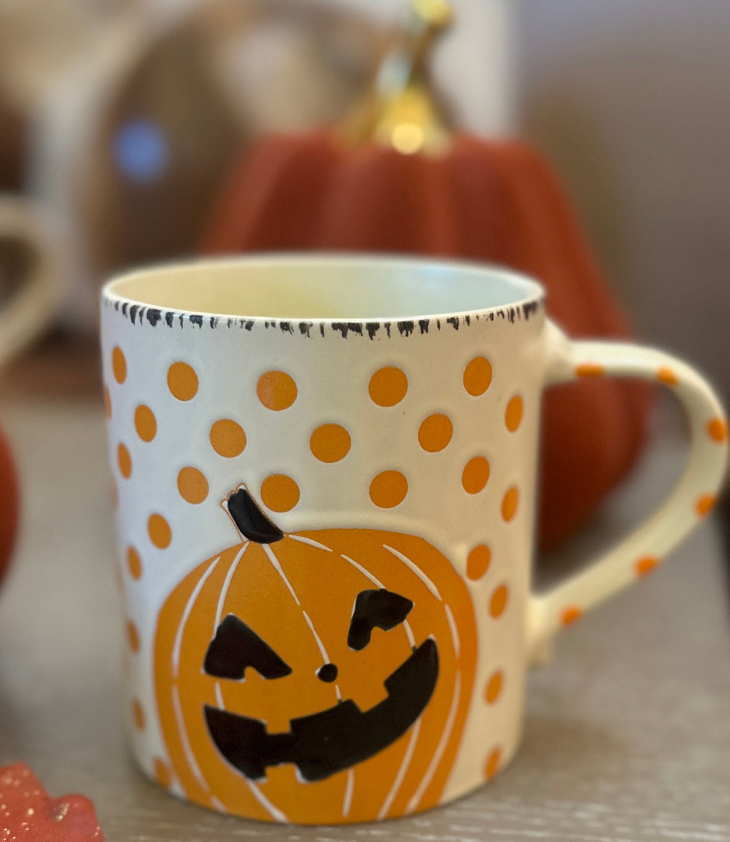 Polka Dot Pumpkin Mug