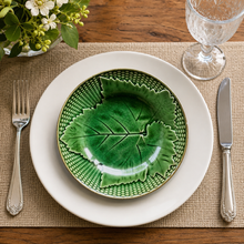 Load image into Gallery viewer, Green Glazed Leaf Dessert Plate
