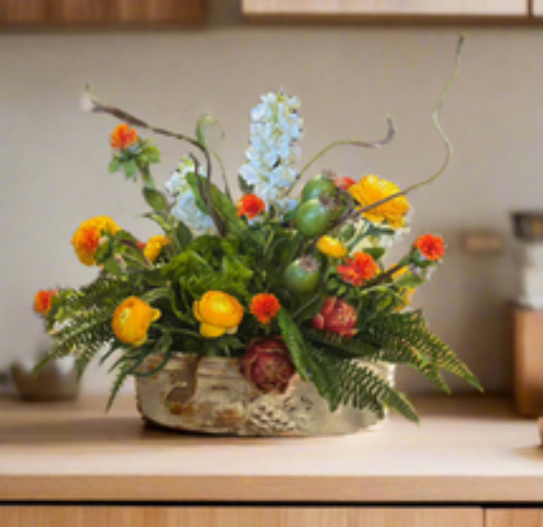 Mixed Artichoke Floral In Crackle Vase