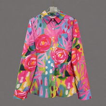 Load image into Gallery viewer, Flower Print Button Up Blouse- M
