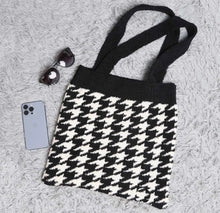 Load image into Gallery viewer, Houndstooth Knit Tote Bag
