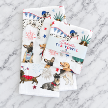 Load image into Gallery viewer, Patriotic Dogs Flour Sack Dish Towel
